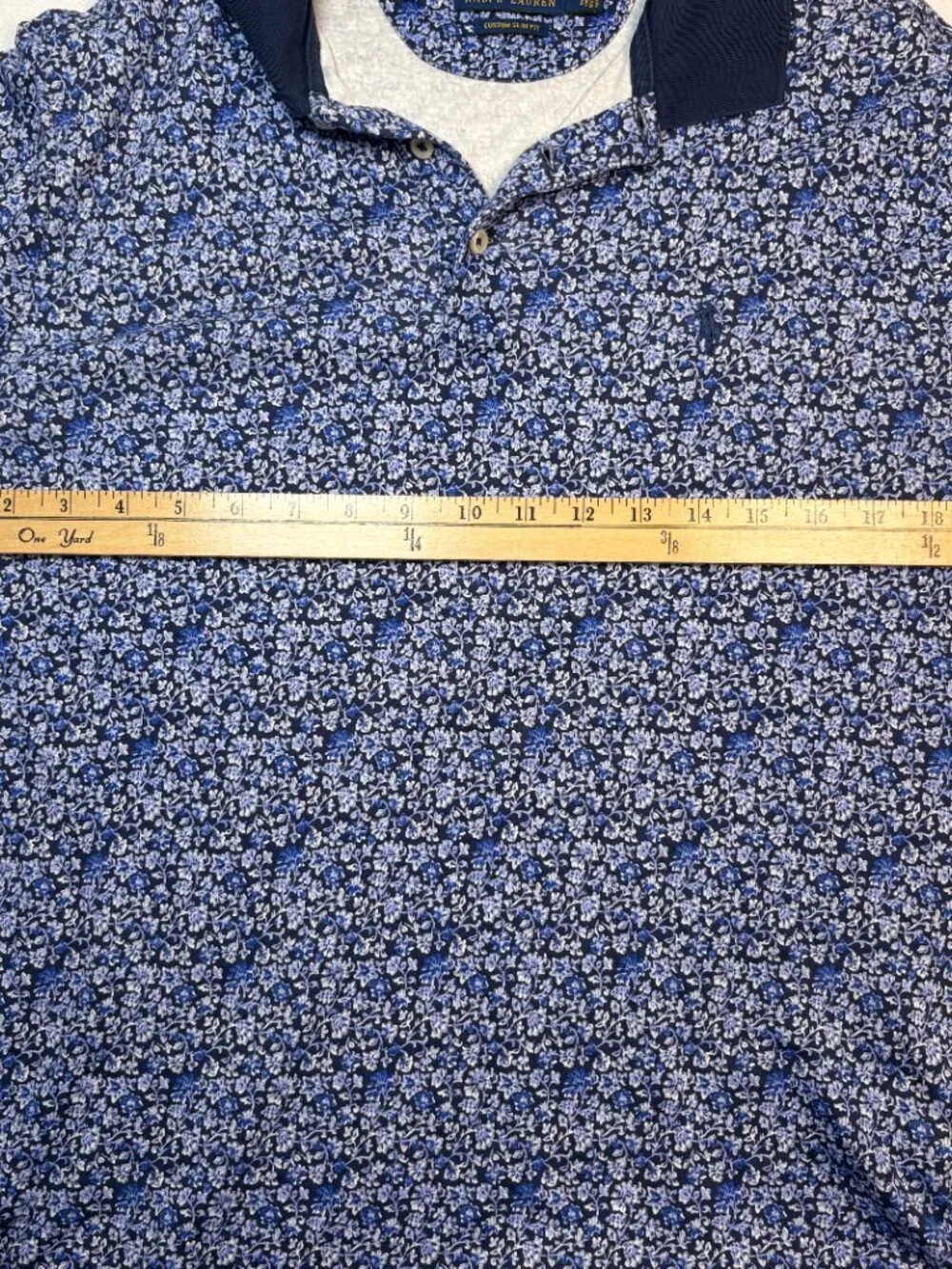 Polo Ralph Lauren Slim Fit Blue Ditsy Floral Polo Coastal Preppy Grandpacore M
